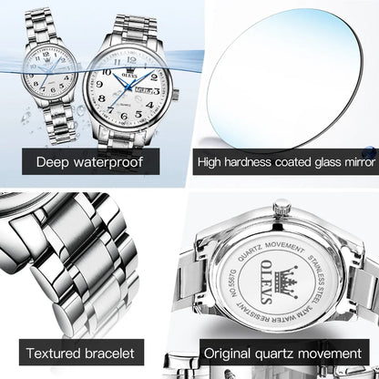 OLEVS 5567 Couple Watches Waterproof Luminous Wristwatch for Lover Date Men¡®s and Women's Wristwatch Simple Fashion