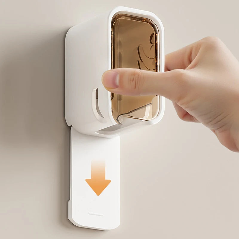 2PCS Toothbrush Holder Flip-top Wall Mounted Toothbrush Rack Dustproof Toothbrush Storage Box Bathroom Electric Toothbrush Shelf