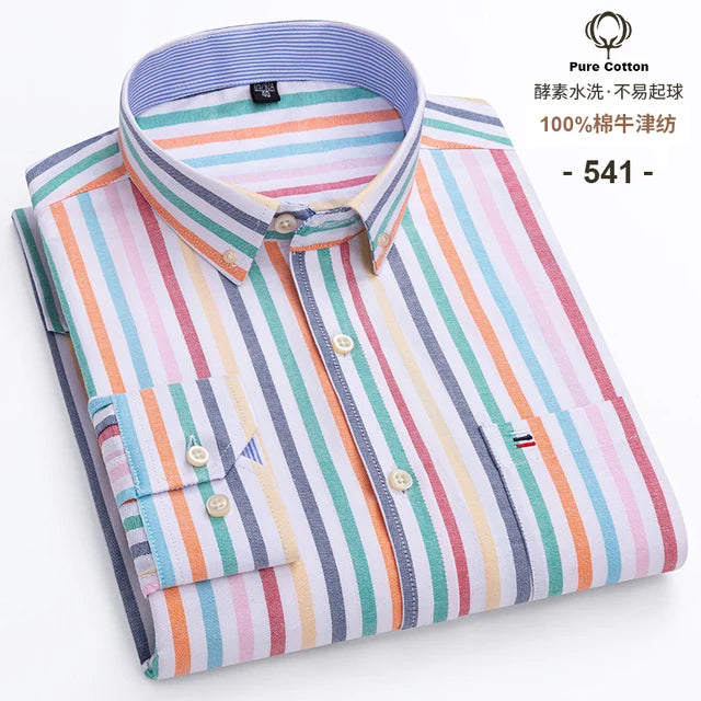 Plus 5XL 6XL Mens Oxford Shirts 100% Cotton Spring Long Sleeve Casual Business Formal Dress Shirt Regular Fit Social Man Clothes