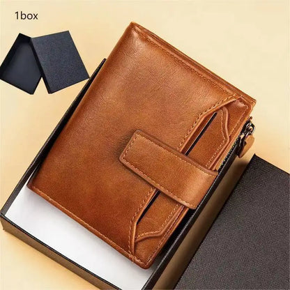 Men's Wallet New Leather Short Vintage Multi-card PU Leather Pop Gift Box Gift