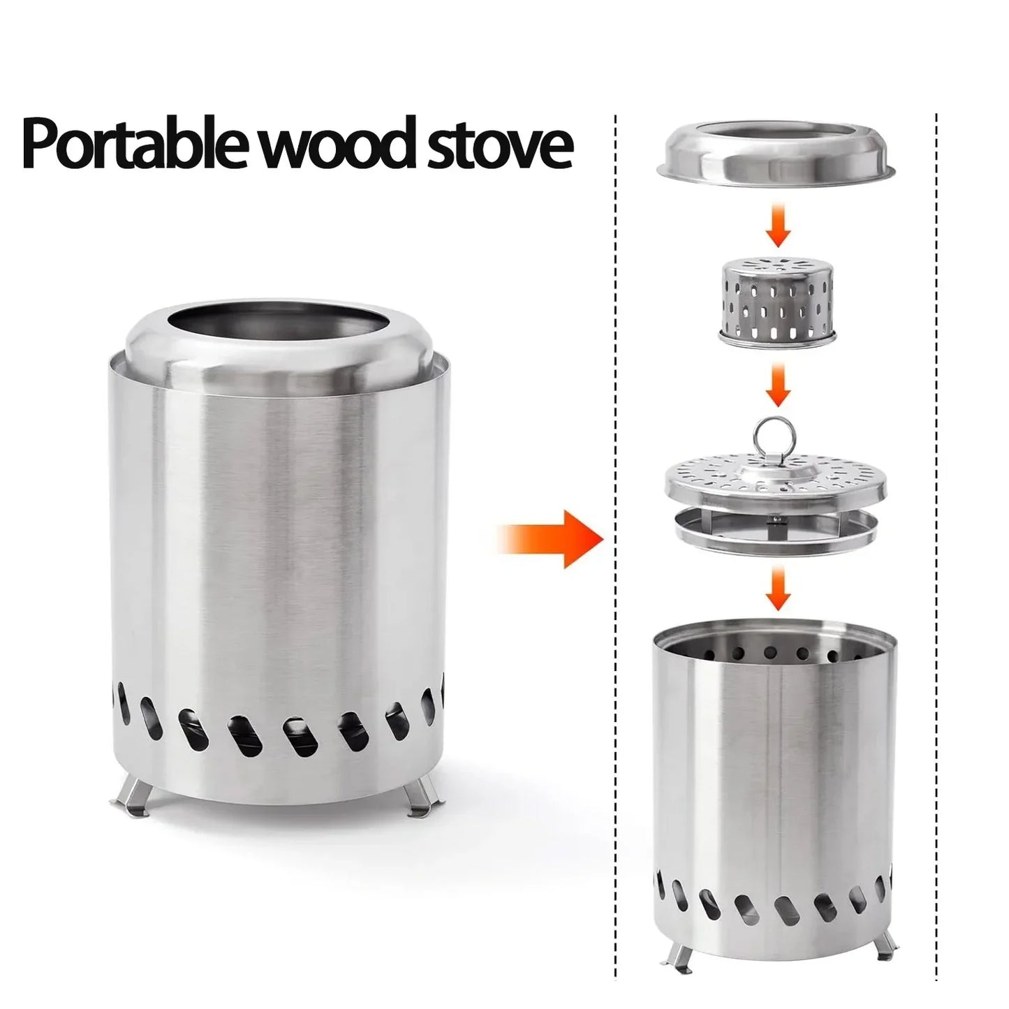 Wood Burner Stove Portable Firewood Stove Stainless Steel Outdoor Camping Smokeless stove Mini fire stove campfire stove