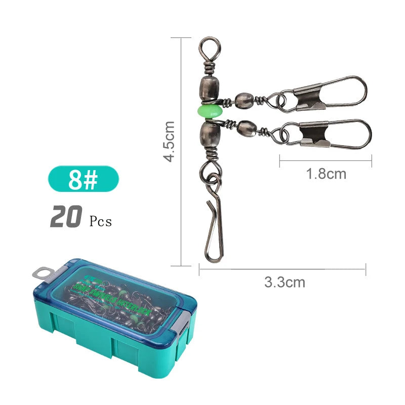 8 # 10 # Luyamu Shrimp Fishing Group Luminous Ball Bearing Rolling and Rotating Solid Ring Buckle Set Pin Set Fishing Connector