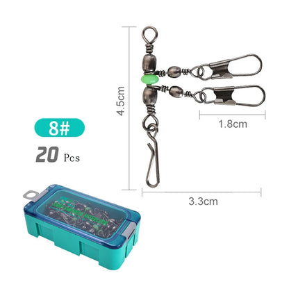 8 # 10 # Luyamu Shrimp Fishing Group Luminous Ball Bearing Rolling and Rotating Solid Ring Buckle Set Pin Set Fishing Connector