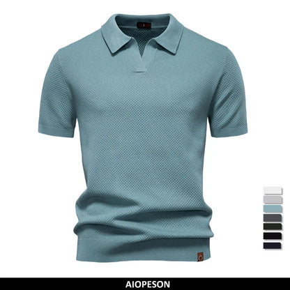 2025 New Summer Premium Solid Color Men's Golf Polo Shirt for Collared Breathable Fabric Social Casual Top Male Polo Shirts
