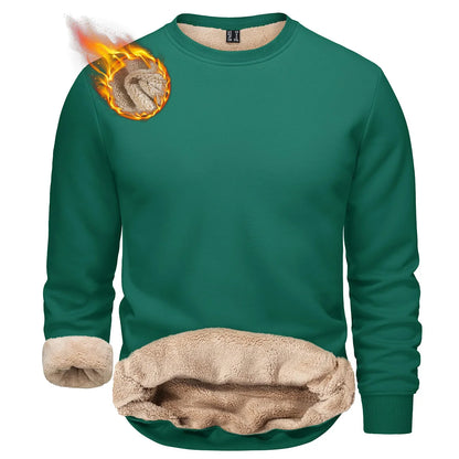 TACVASEN Winter Thicken Fleece Crewneck Sweatshirt Mens Warm Sherpa Lined Heavy Winter Pullover Basic Tops Shirts No Hood Hoodie