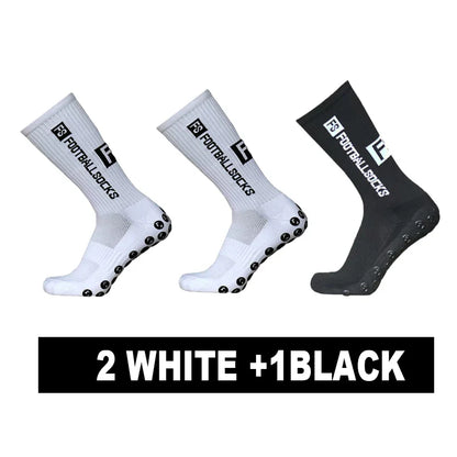 3/1Pair New Style FS Football Socks Round Silicone Suction Cup Grip Anti Slip Soccer Socks Sports Men Women Baseball Rugby Socks
