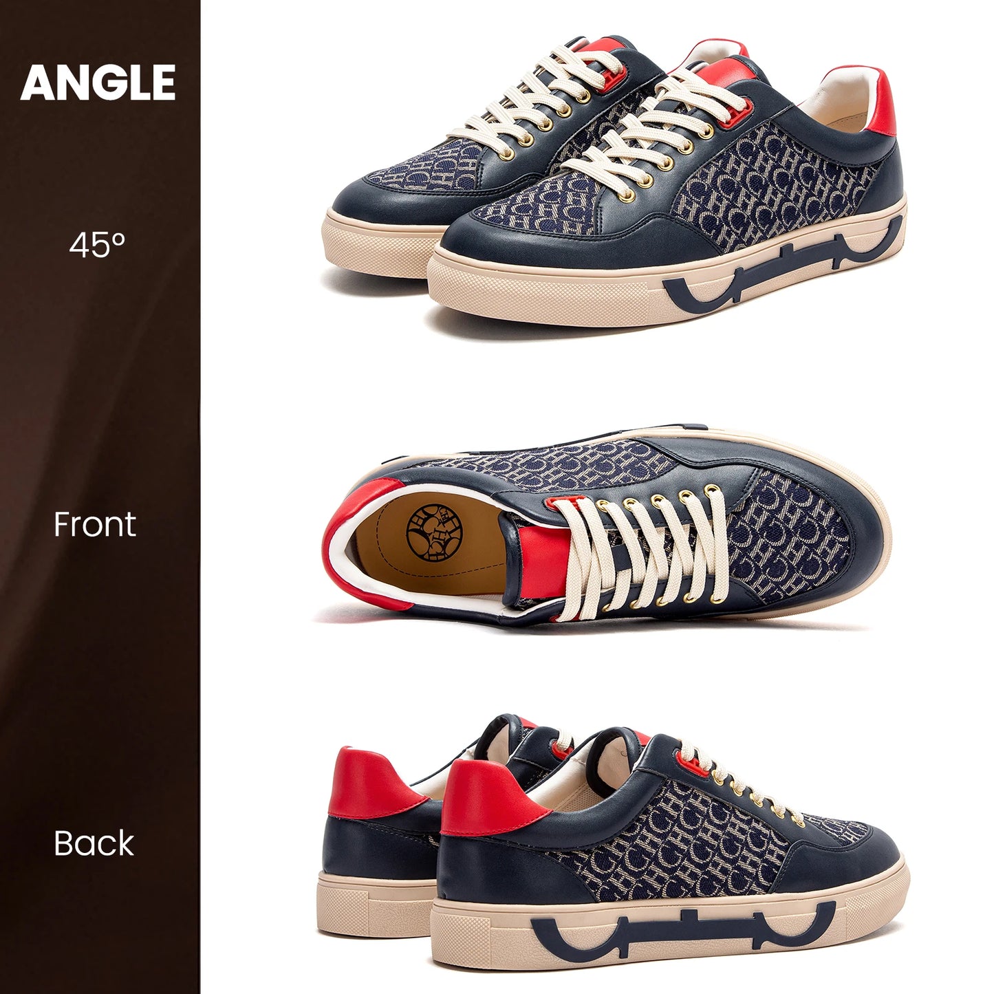 Popular men's casual shoes luxury brand flat lace-up shoes monogrammed breathable comfortable casual shoes