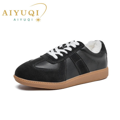 AIYUQI Damen Sneakers 2025 Neue Echtes Leder Damen Moral Trainingsschuhe Casual Frühling Flache Schuhe Damen 