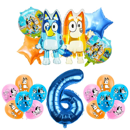New Bluey Birthday Party Decoration Latex Balloons Bingo Aluminum Film Balloon Disposable Tableware Kids Event Supplies Backdrop