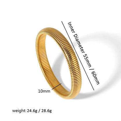 304L Stainless Steel Elastic Bracelet Women 18k Gold Plated Charm Punk Wide Chunky Metal Spiral Bangle pulseras Waterproof