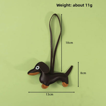 Cute Dachshund Shaped Leather Keychain Bag Hanger-Inspired by Cute Lucy Couple's Keychain Car Ornament
