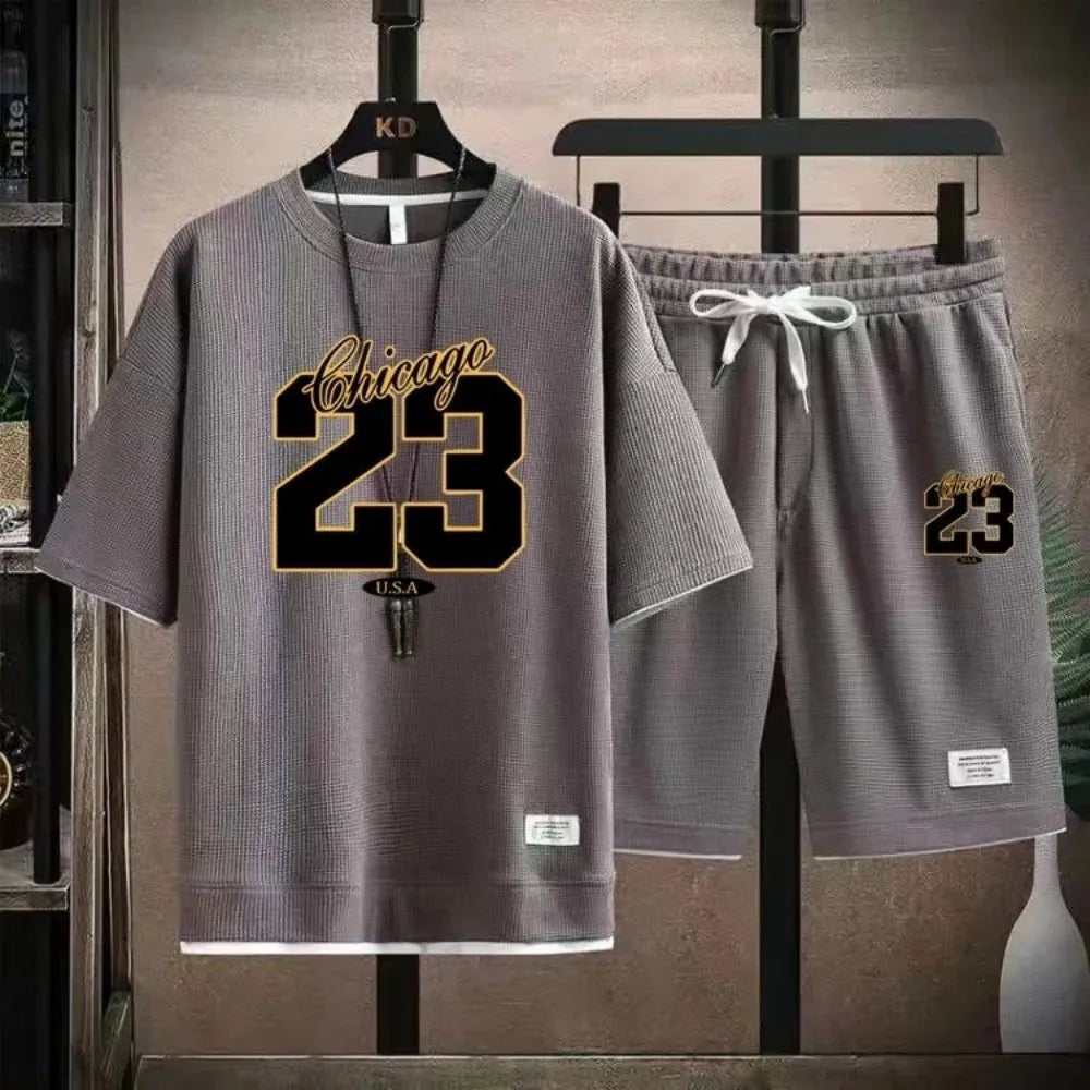 New high-quality men's Korean style comfortable and breathable round neck T-shirt summer digital fashion printed outdoor top