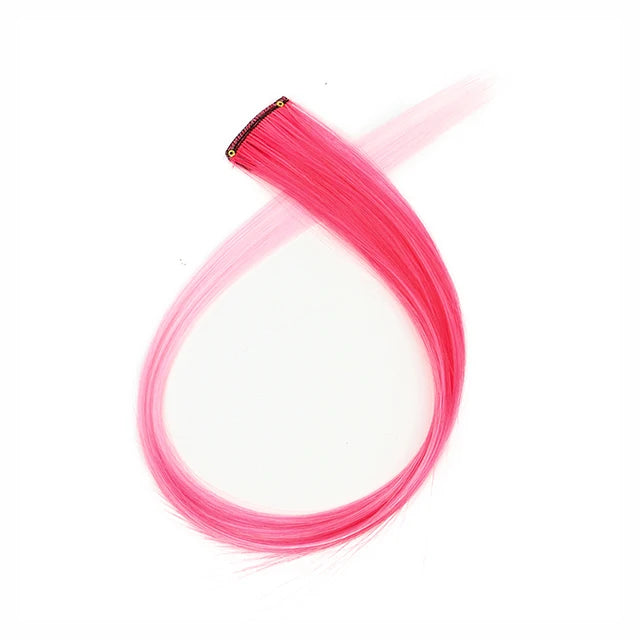 5PCS 22Inch Synthetic Long Straight Hair Clips Rainbow Hair Extension Colored Red Green Blue Hairpiece for Women