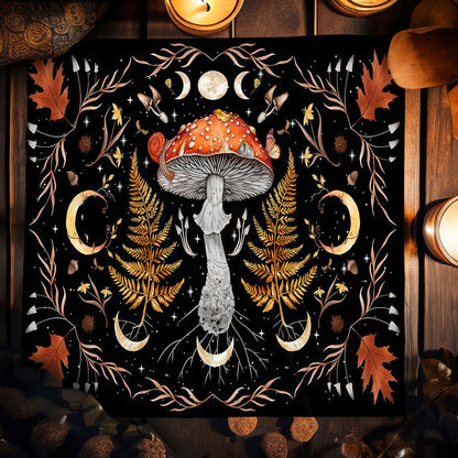 Pink Butterfly Moon Phase Floral Tarot Card Tablecloth  Altar Cloth Witchcraft Astrology Oracle Divination Cloth Home Decor