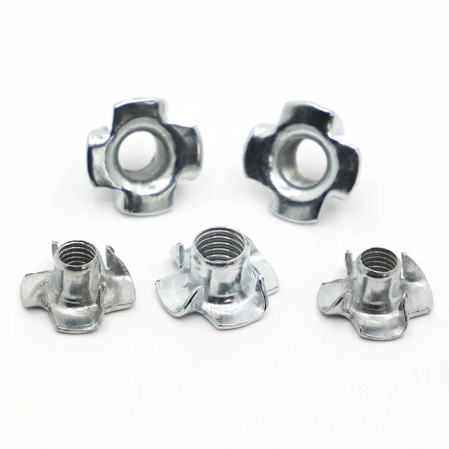 20pcs M3 M4 M5 M6 M8 M10 Zinc Plated Four Claws Nut Speaker T-nut Blind Pronged Insert Tee Nut Furniture Hardware