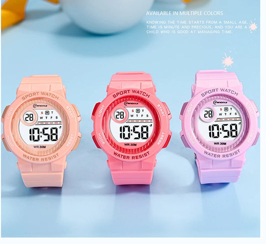 OHSEN Kids Sport Watches 30M Waterproof Pink Silicone Electronic Wristwatch Stopwatch Children Digital Watch For Boys Girls