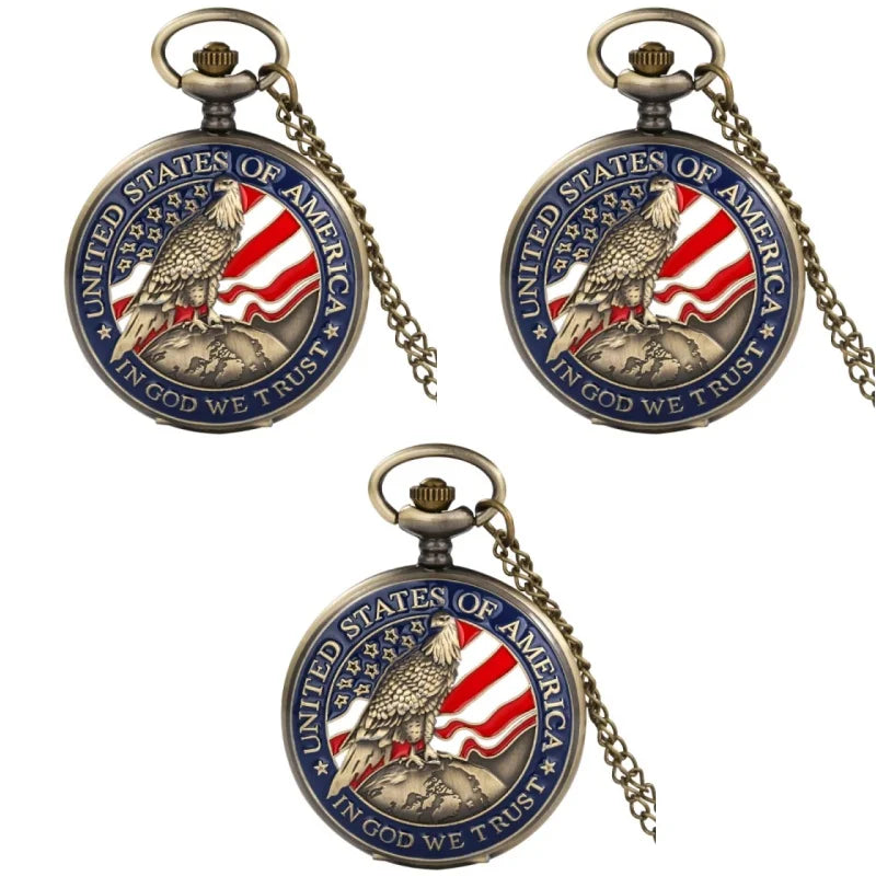 Classic American Presidential Torch Eagle Free Design pocket Watch for men and women Vintage quartz Arabic numerals