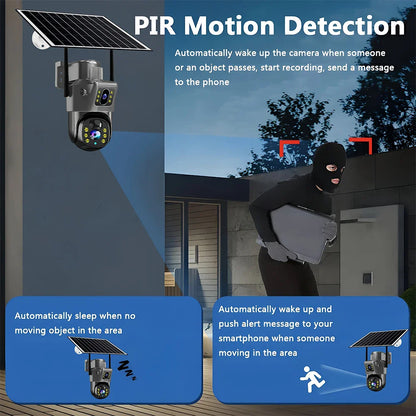 V380 Pro WiFi Solar Camera 4G Dual Lenses Outdoor 8MP Low Power Battery IP Camera PIR Night Vision 4K CCTV Security Protection