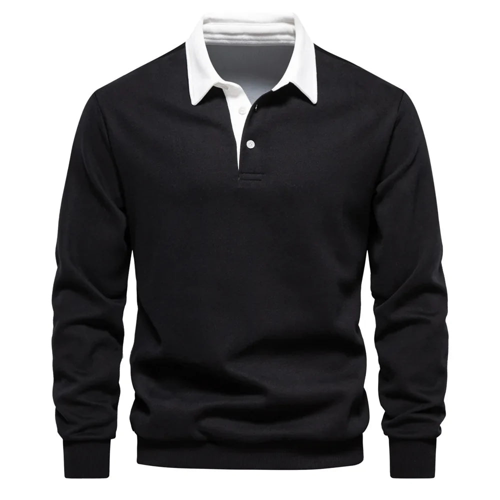 long sleeved Polo collar hoodie trend 2025 new autumn European size foreign trade men's hoodie high quality casual versatile men