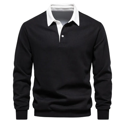 long sleeved Polo collar hoodie trend 2025 new autumn European size foreign trade men's hoodie high quality casual versatile men