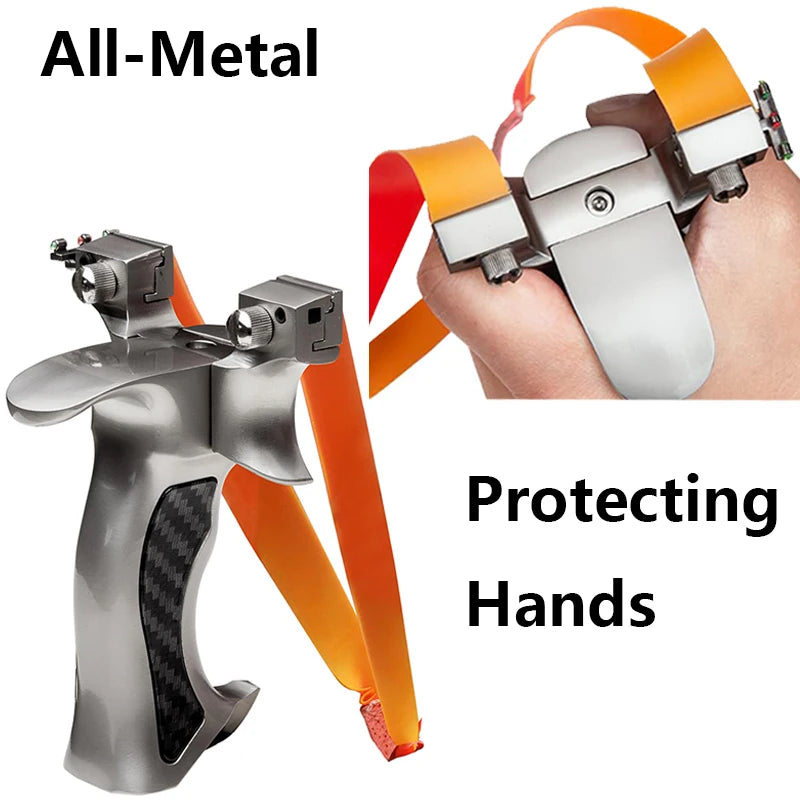 Metal Aiming Slingshot Flat Rubber Band Professional Competitive Slingsshot Outdoor Hunting and Shooting Accessories Package