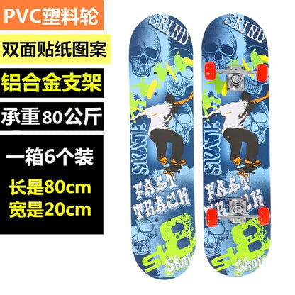 Youth Child Skateboard Maple Double Rock Skate Board Patin Skates Kids Skateboarding Cartoon Sticker Kids Griptape Longboard