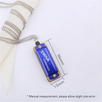 4 Holes 8 Tones Mini Harmonica Metal Chain Necklace Style High Quality Mouth Organ Woodwind Musical Instrument Gifts For Kids