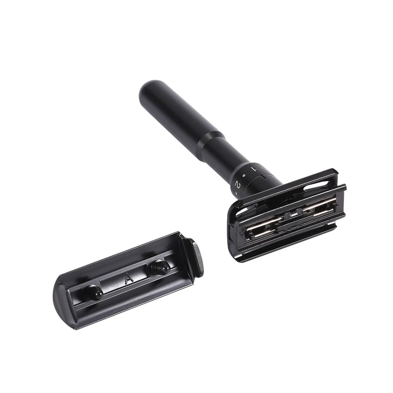 Mingshi Metal Adjustable Safety Razor Travel Double Edge Classic Men Shaving  Black Hair Removal Shaver with 5 Blades