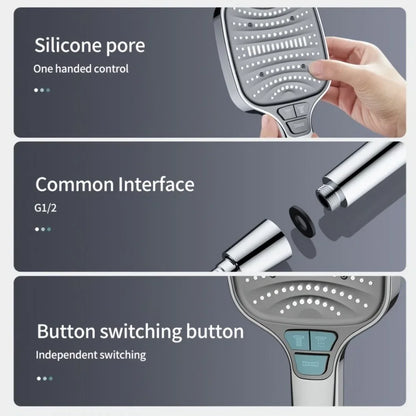 8 Modes Filter Shower Head 12cm Large Panel Bathroom High Pressure Water Saving Rainfall Showerhead Square Shower Nozzle