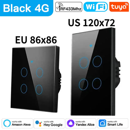 TNCE Tuya Switch WIFI RF US/EU, 1/2/3/4 Gang No/With Neutral Wire Wall LED Light Controller, Smart life, Voice Alexa Google Home