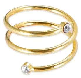 Shiny Crystal High End Non Tarnish Fashion Geometric Open Gold Plated Stainless Steel Rings for Women Wedding Ring Jewelry Gifts