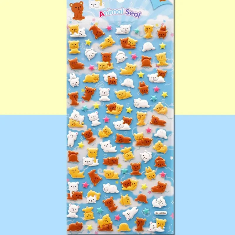 1Sheets Christmas 3D Puffy Bulk Stickers Cartoon Santa Claus Sticker DIY Scrapbook Decoration Funny Kids Classic Toy Gift random