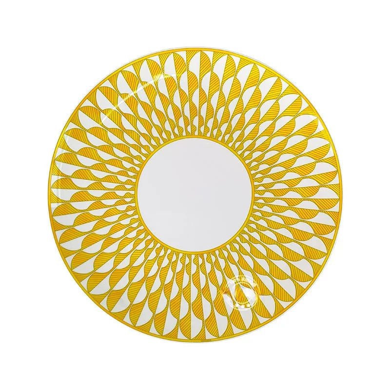European style tableware, bone china, geometric creativity, home style steak plate dining plate, sunshine cup and plate set gift