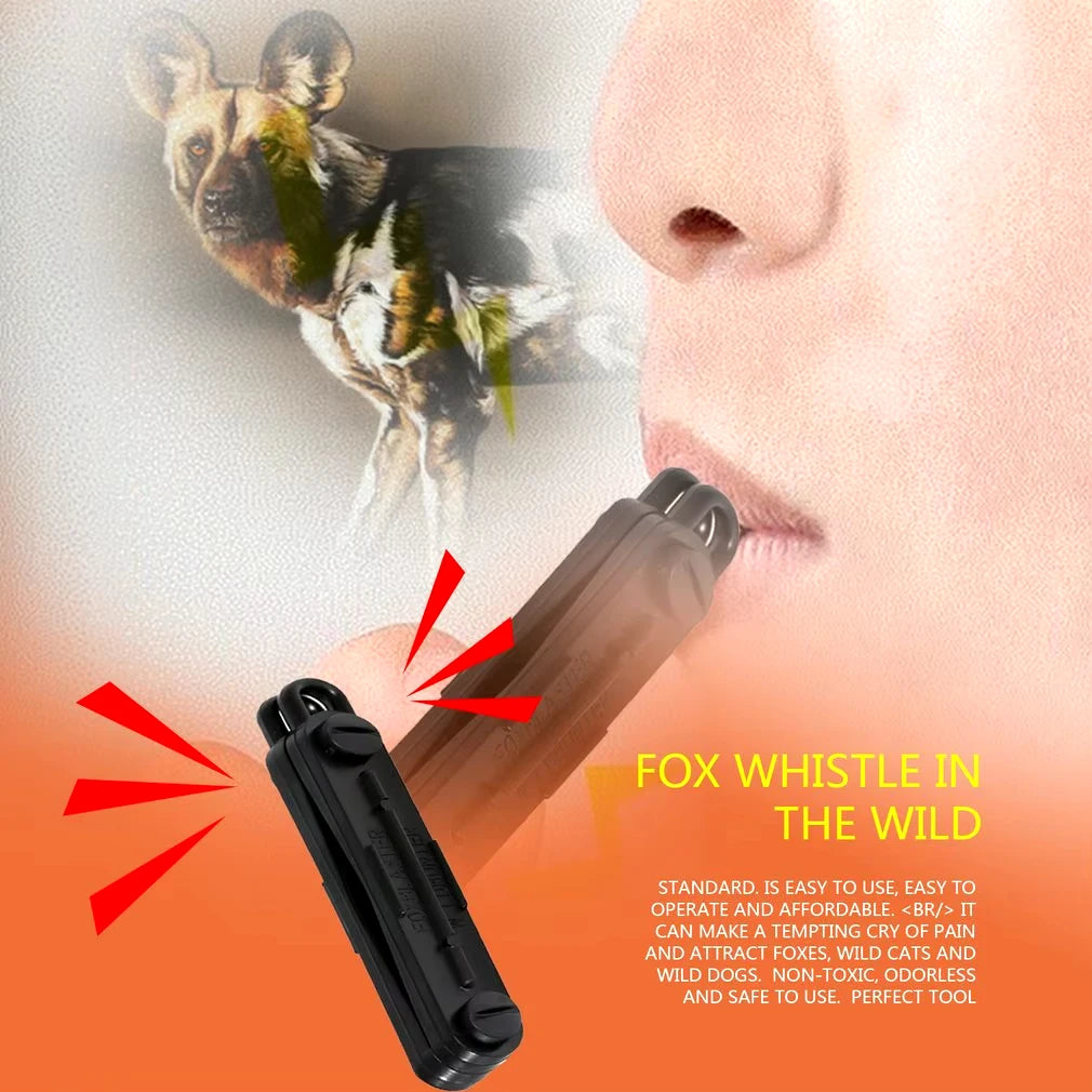 DIZETION Black Outdoor Fox Down Fox Blaster Call Whistle Predator Hunting Lamping Calling Rabbit Game Caller Animial