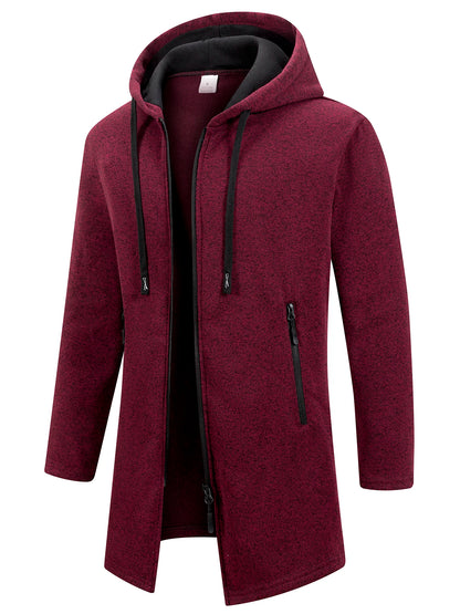 Autumn Winter Men's Hoodies Jacket Fleece Warm Zipper Hooded Sweatshirts Loose Casual Long Sleeve Coat Solid Color Outerwear