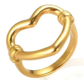 Shiny Crystal High End Non Tarnish Fashion Geometric Open Gold Plated Stainless Steel Rings for Women Wedding Ring Jewelry Gifts