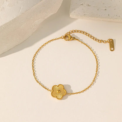 Fashion Flower Stainless Steel Bracelets For Women Trendy Gold Color Metal Bracelet Party Birthday Daily Cute Romantic Jewelry