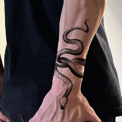 1Pc Snake Temporary Tattoo Sticker, Long-lasting and Waterproof, Realistic Fake Tattoos for Man and Women, For Arm, Leg.