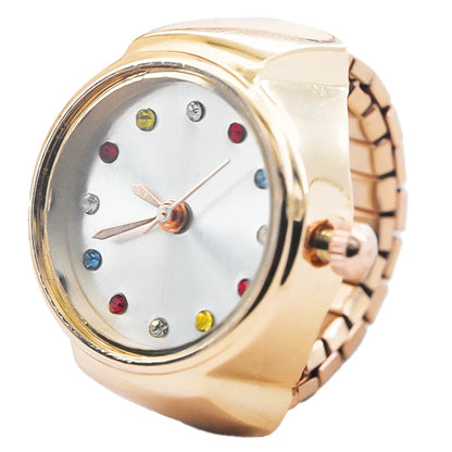 New Hot Sales Creative Diamond-Set Ring Watches With Alloy Cases, Finger Round Dials For Couples And Men