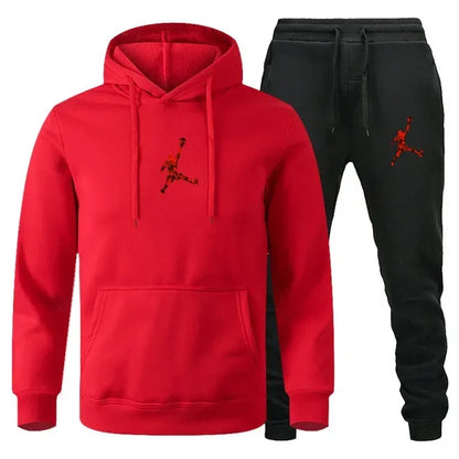 2025 Autumn/Winter Men's jogging Fitness sportswear Set: Fashionable long-sleeved sweatshirt + casual pants 2-piece set