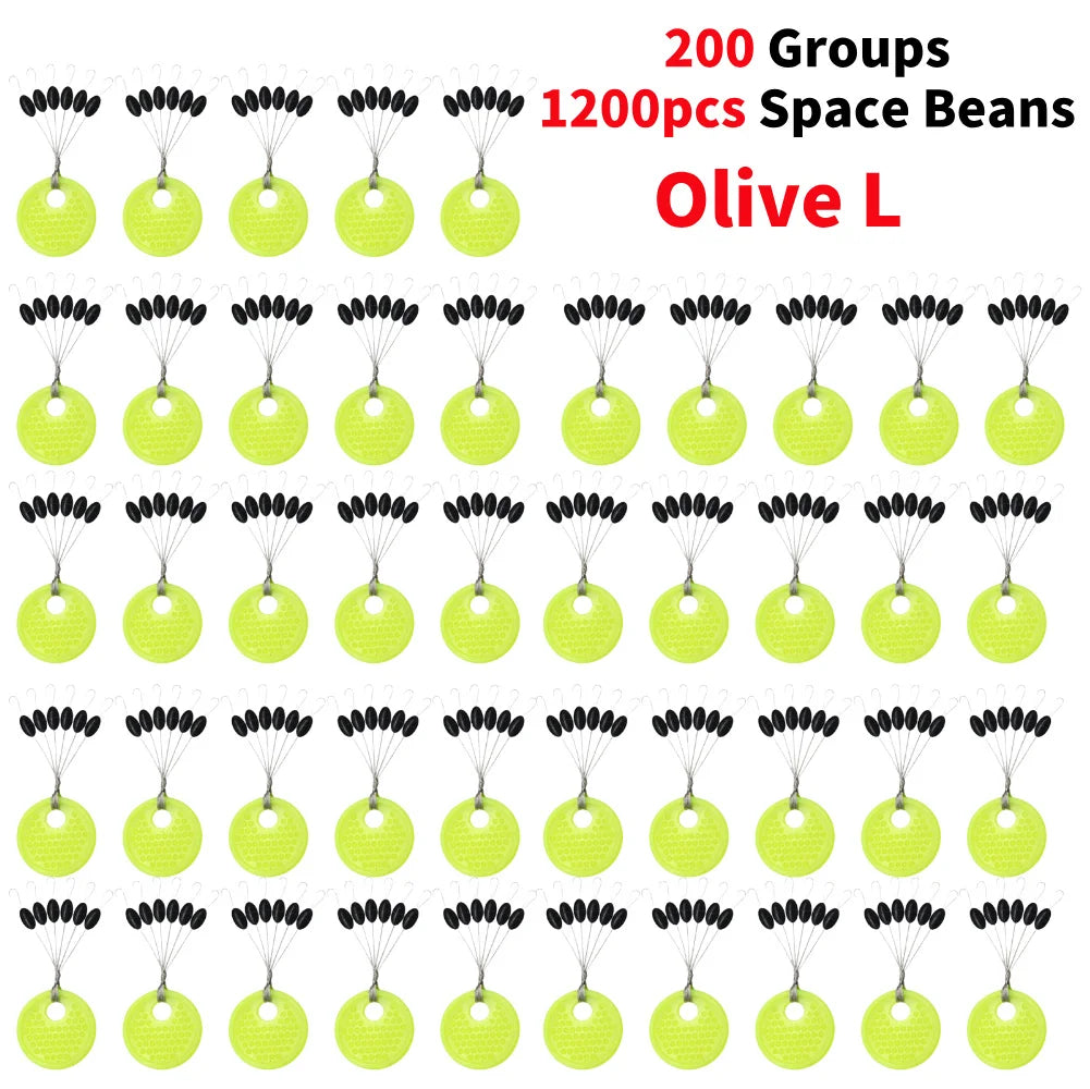 60pcs 10/20 Group Set Rubber Silicon Space Bean Sea Carp Fly Fishing Black Rubber Oval Stopper Fishing Float Fishing Bobber Part