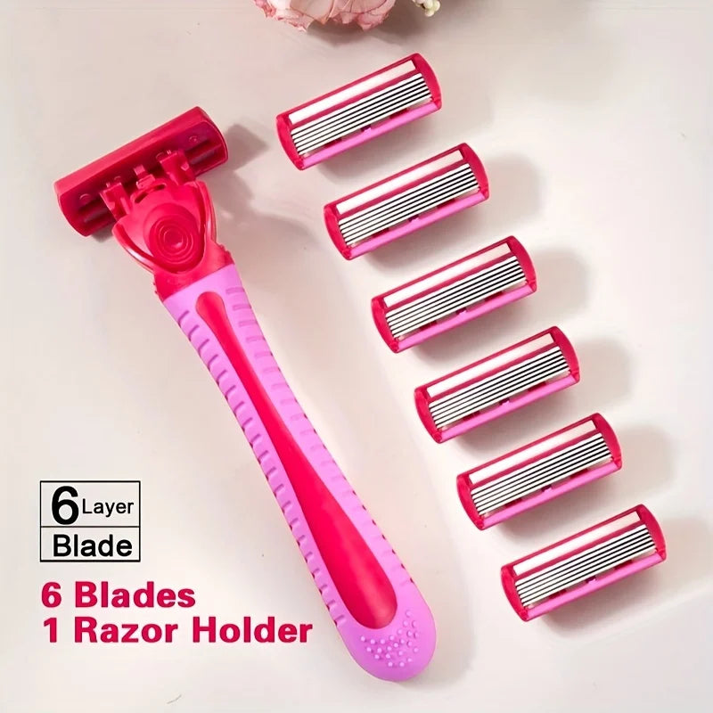 Razor for women 6-Layer blade leg hair underarm shaving knife 6-layer blades razor cross-border spot manual razor Leg shaver
