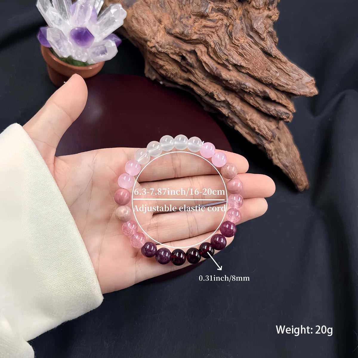 Pink Amethyst Bracelet Cubic Self Love Braclet Couple Love Gifts Beautiful Jewelry Real Natural Stone Beaded Bangles Handmade