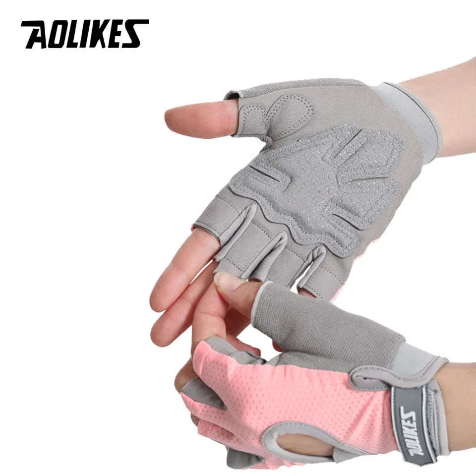 AOLIKES 1 Pair Gym Gloves Body Building Sports Fitness Dumbbell Workout Breathable Gloves for Crossfit Weight Lifting Training