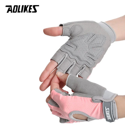 AOLIKES 1 Pair Gym Gloves Body Building Sports Fitness Dumbbell Workout Breathable Gloves for Crossfit Weight Lifting Training