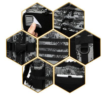 45L Molle Tactical Backpack Bag Hunting MOLLE Backpack GYM For Men EDC Outdoor Hiking Survival Rucksack Witch Bottle Holder