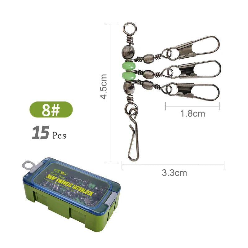 8 # 10 # Luyamu Shrimp Fishing Group Luminous Ball Bearing Rolling and Rotating Solid Ring Buckle Set Pin Set Fishing Connector