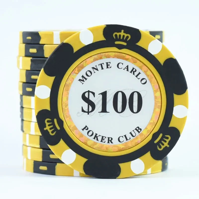 Monte Dollar Carlo Coins 10pcs Golden Clay Poker Chips Casino Coins 14gram Clay Coin Poker Chips Entertainment