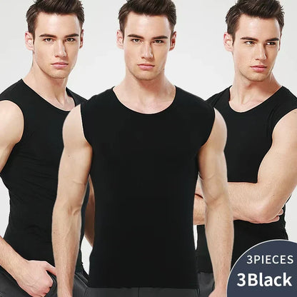 3/1 Pack Men's Cotton Sleeveless Vest Young Men's Wide Shoulder Sports Fitness Slim Top Solid Color Joker Tight Vest Parent-chil
