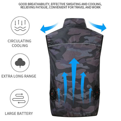 Cooling Fan Vest Hiking Air-conditioned Clothes Men Women Cooling Vest Work Sport Outdoor Camping Fishing Summer Cool Jacket